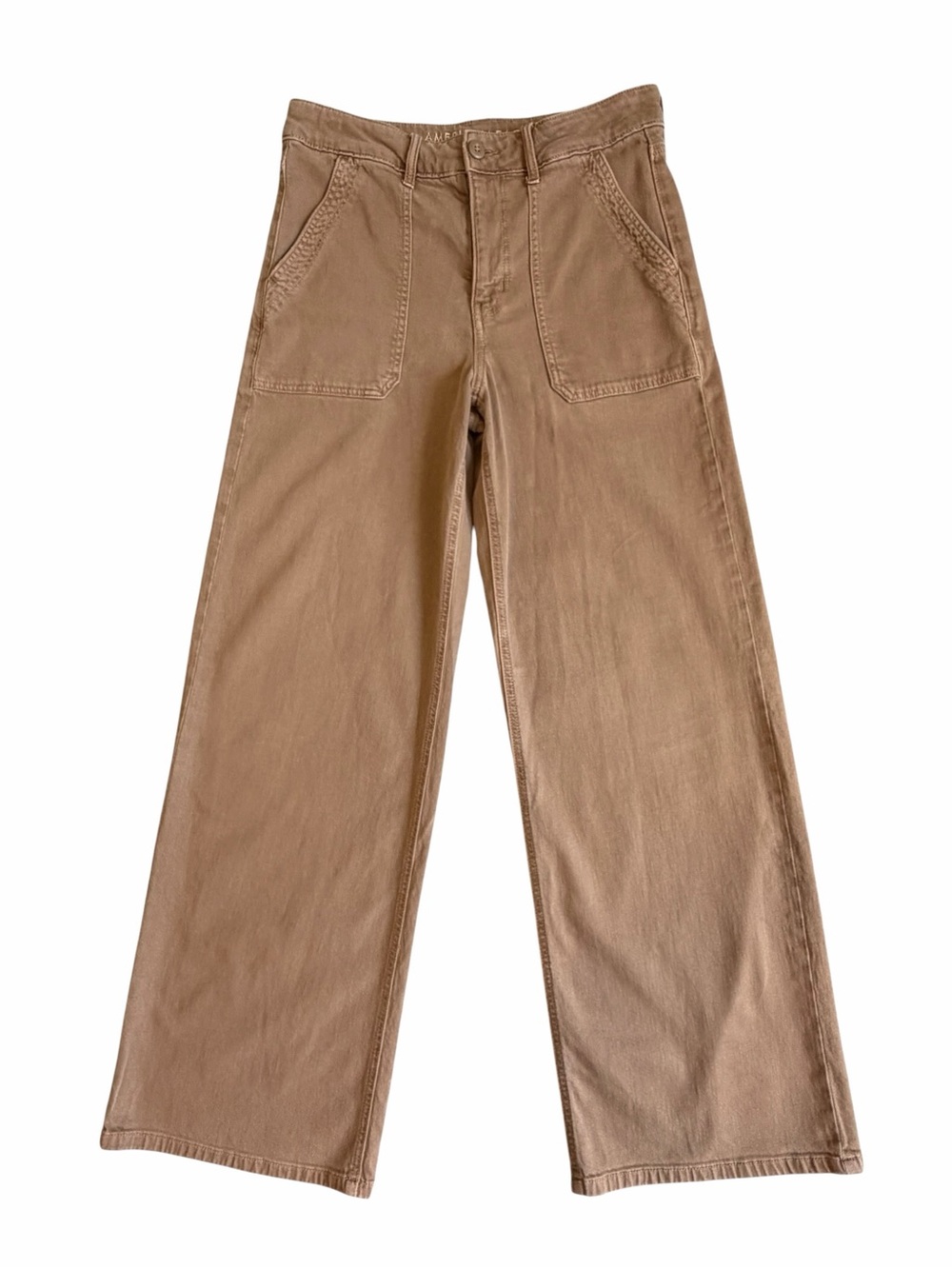 American Eagle Super High-Rise Baggy Wide Leg Pants Tan Size 6 #2310 - Picture 3 of 8